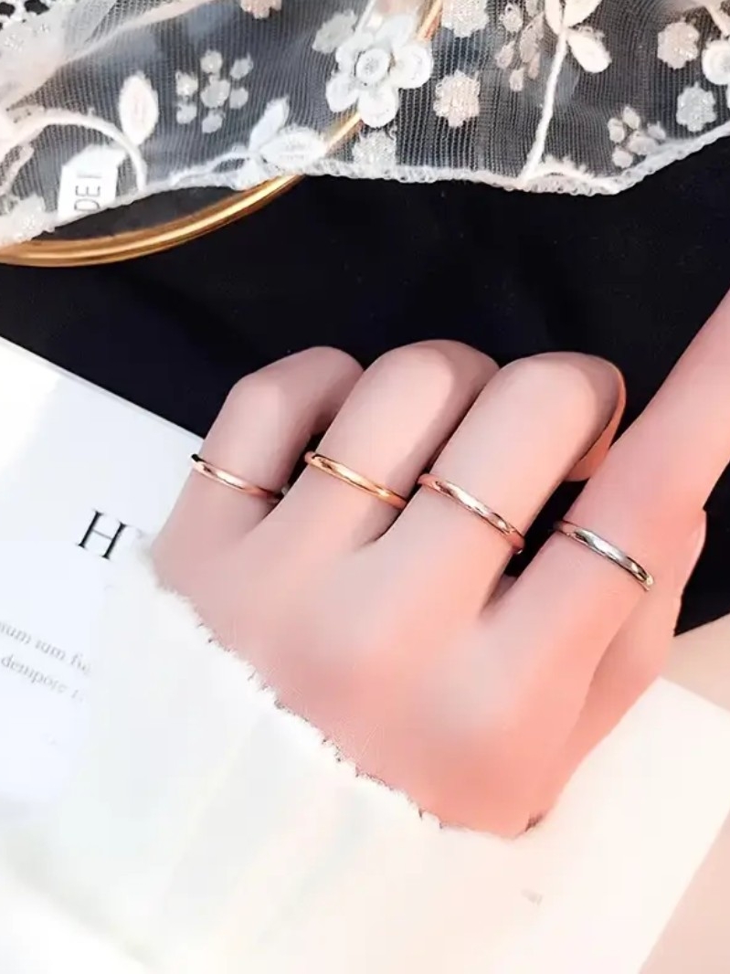 18 Kt Gold Over Titanium Ring Set